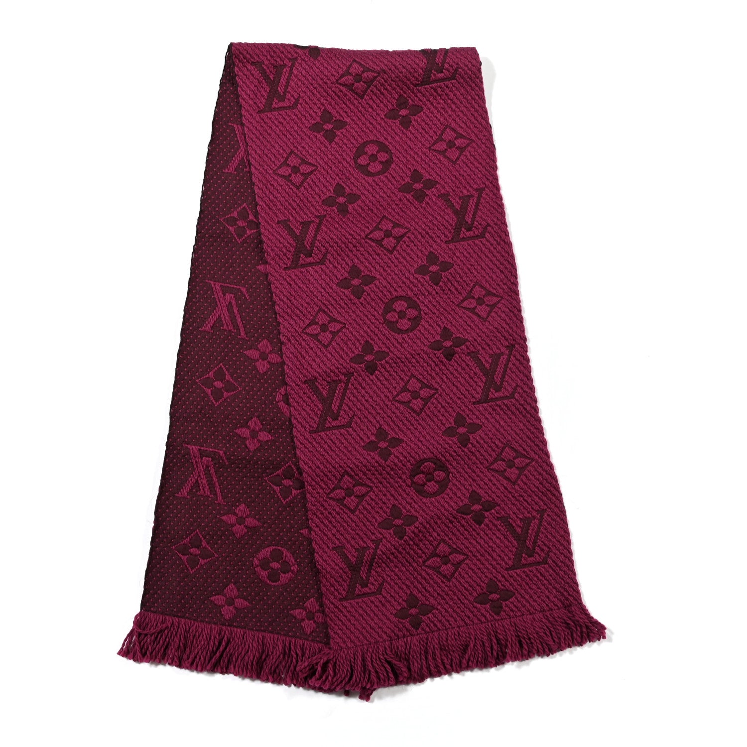 Louis Vuitton Wool Silk Logomania Scarf Cherry 2 of 3