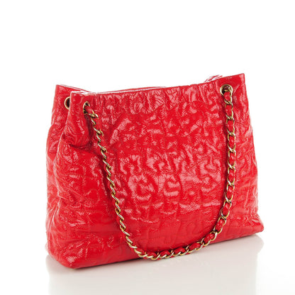 Chanel Crackled Patent Calfskin Puzzle Tote Red 3 of 7