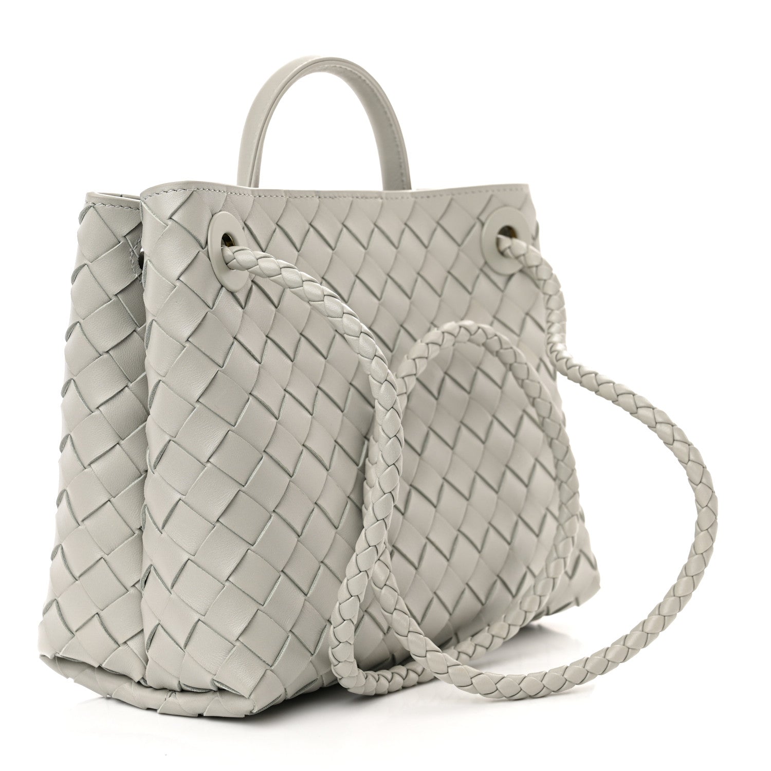 Bottega Veneta Nappa Intrecciato Small Andiamo Shoulder Bag Agate Grey 2 of 9