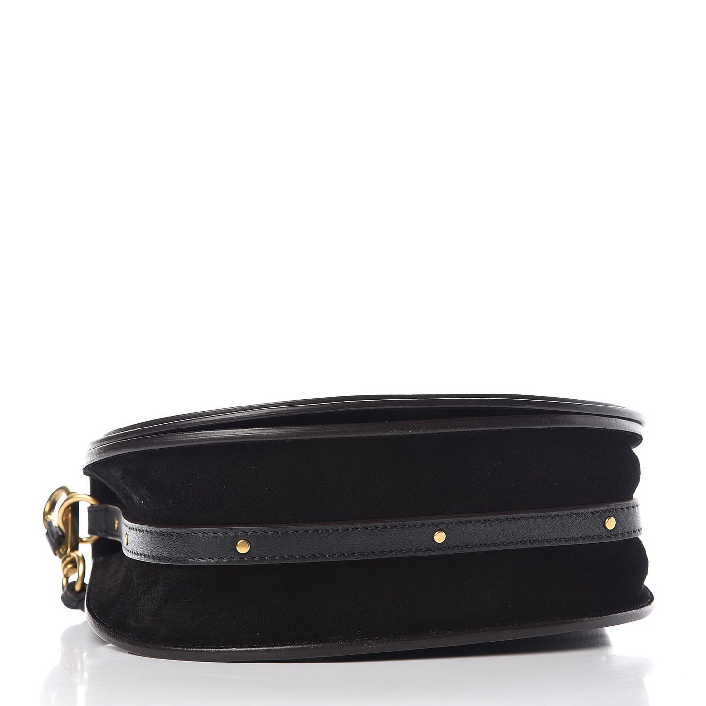 Calfskin Suede Medium Nile Bracelet Bag Black