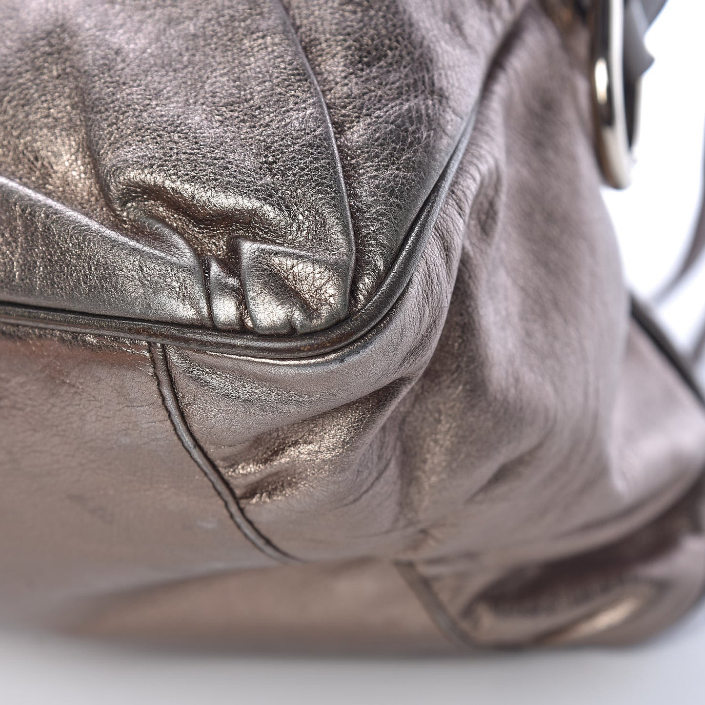 Metallic Calfskin Medium Hysteria Top Handle Bag Gold
