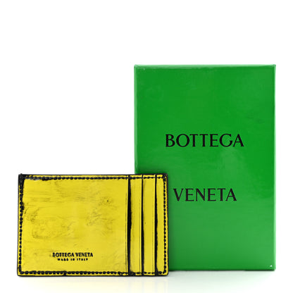 Bottega Veneta Patent Maxi Intrecciato Cassette Card Holder New Chartreuse Black 7 of 7