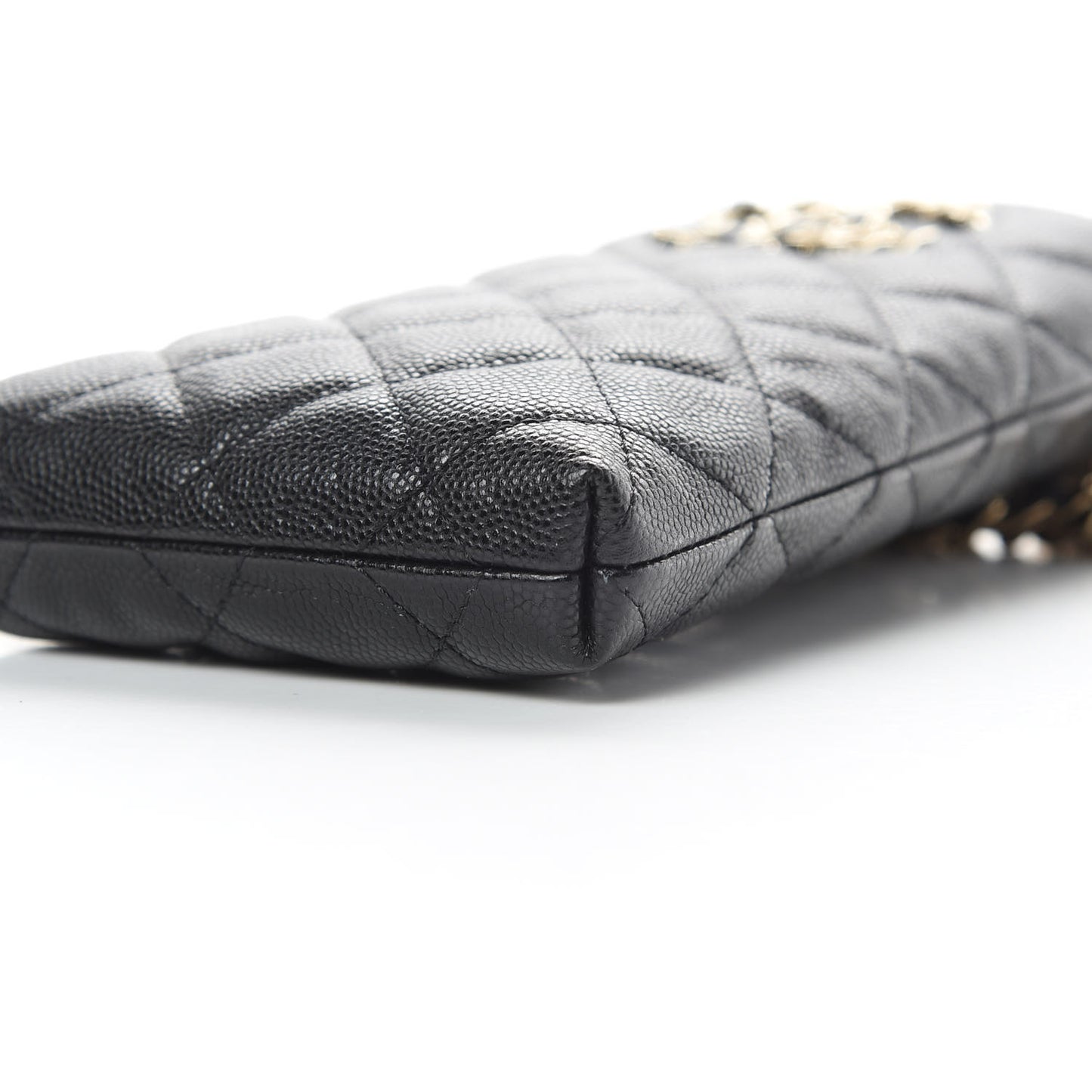 Caviar Quilted French New Wave Phone Holder With Chain Black