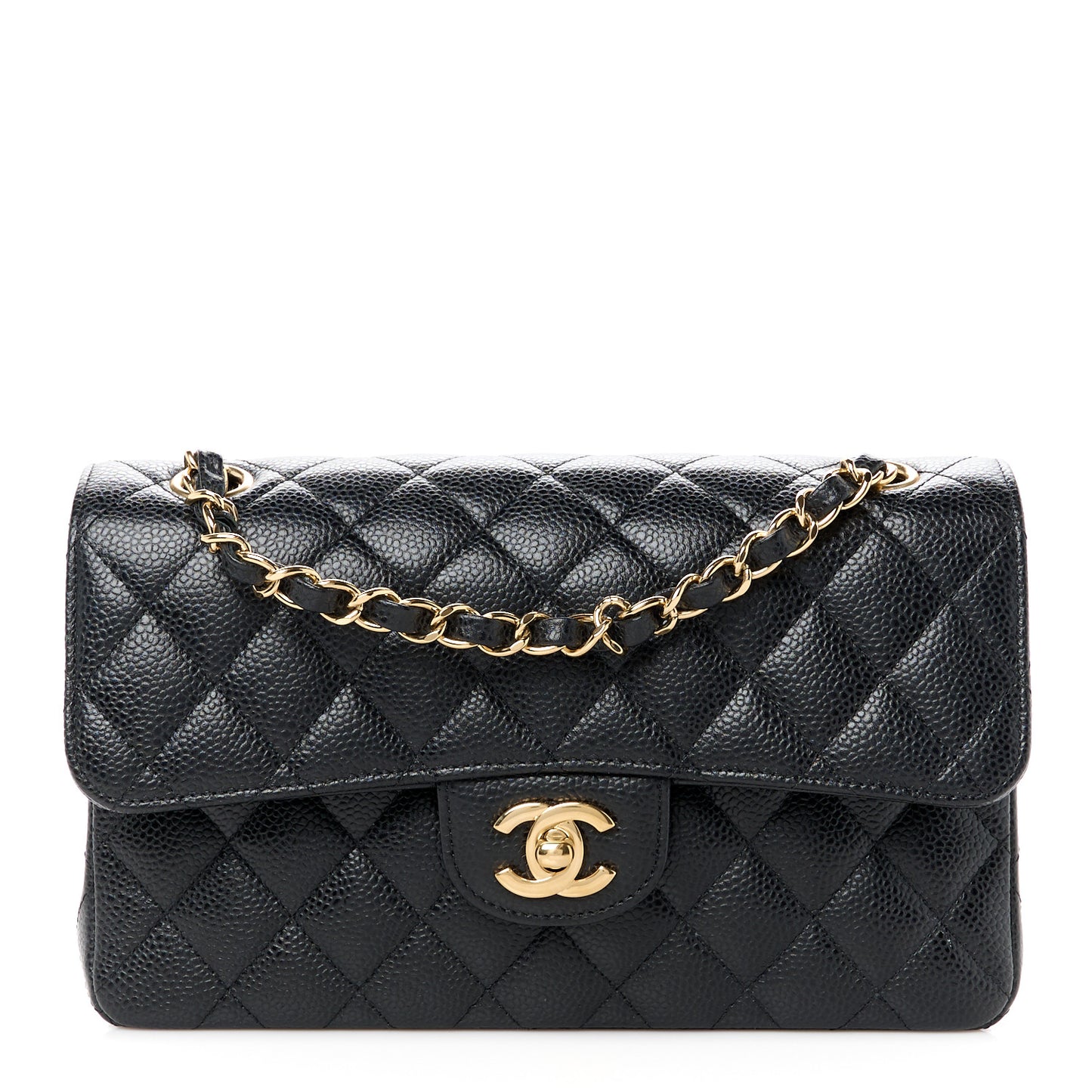 Caviar Quilted Small Double Flap Black