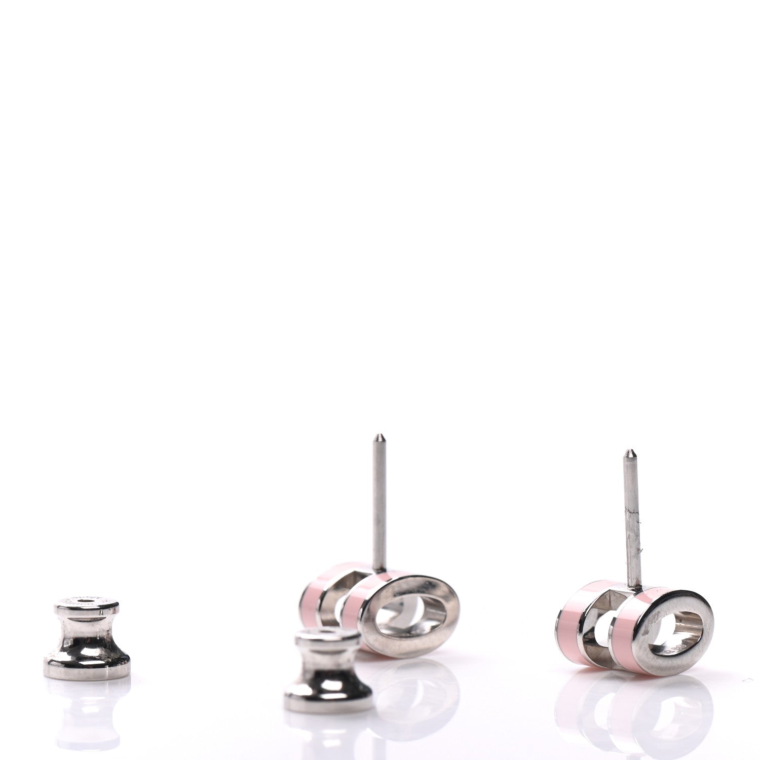 Hermes Palladium Lacquered Mini Pop H Earrings Rose Dragee 3 of 6