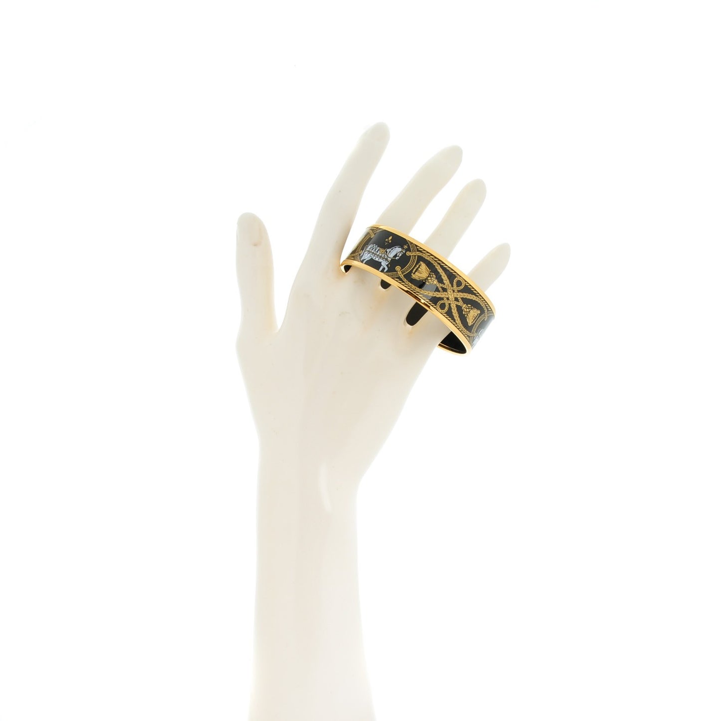 Enamel Printed Wide Grand Apparat Bracelet 65 Black