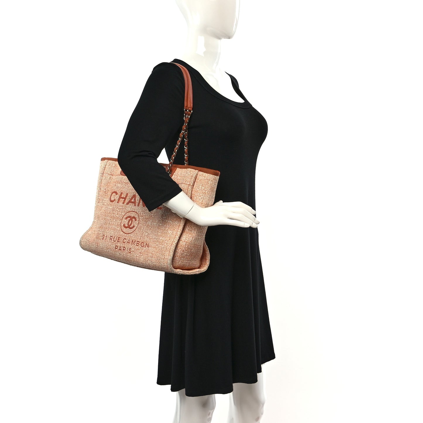 Lurex Boucle Small Deauville Tote Light Orange