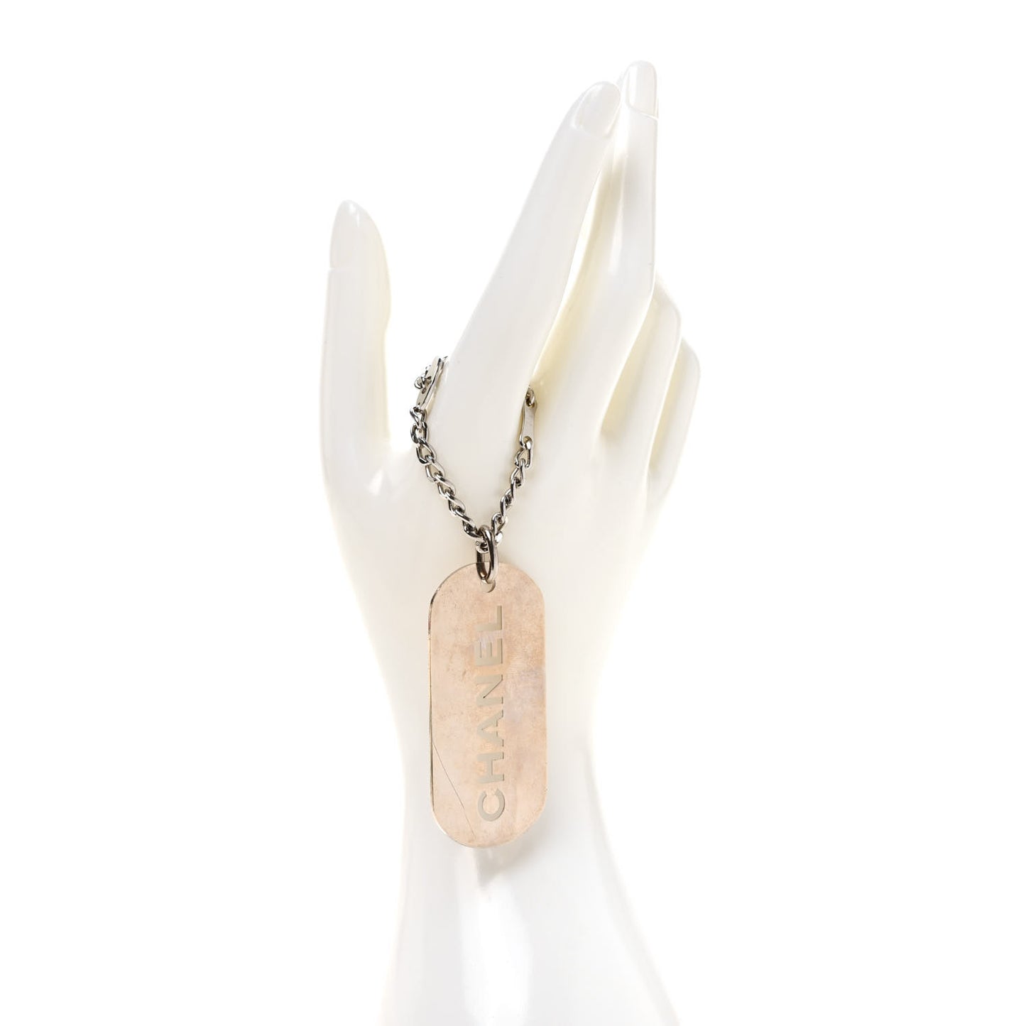 Metal Logo Dog Tag Key Ring Silver