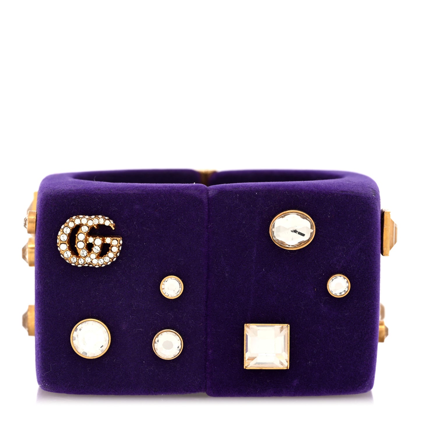 Felt Crystal Cuff Bracelet Purple