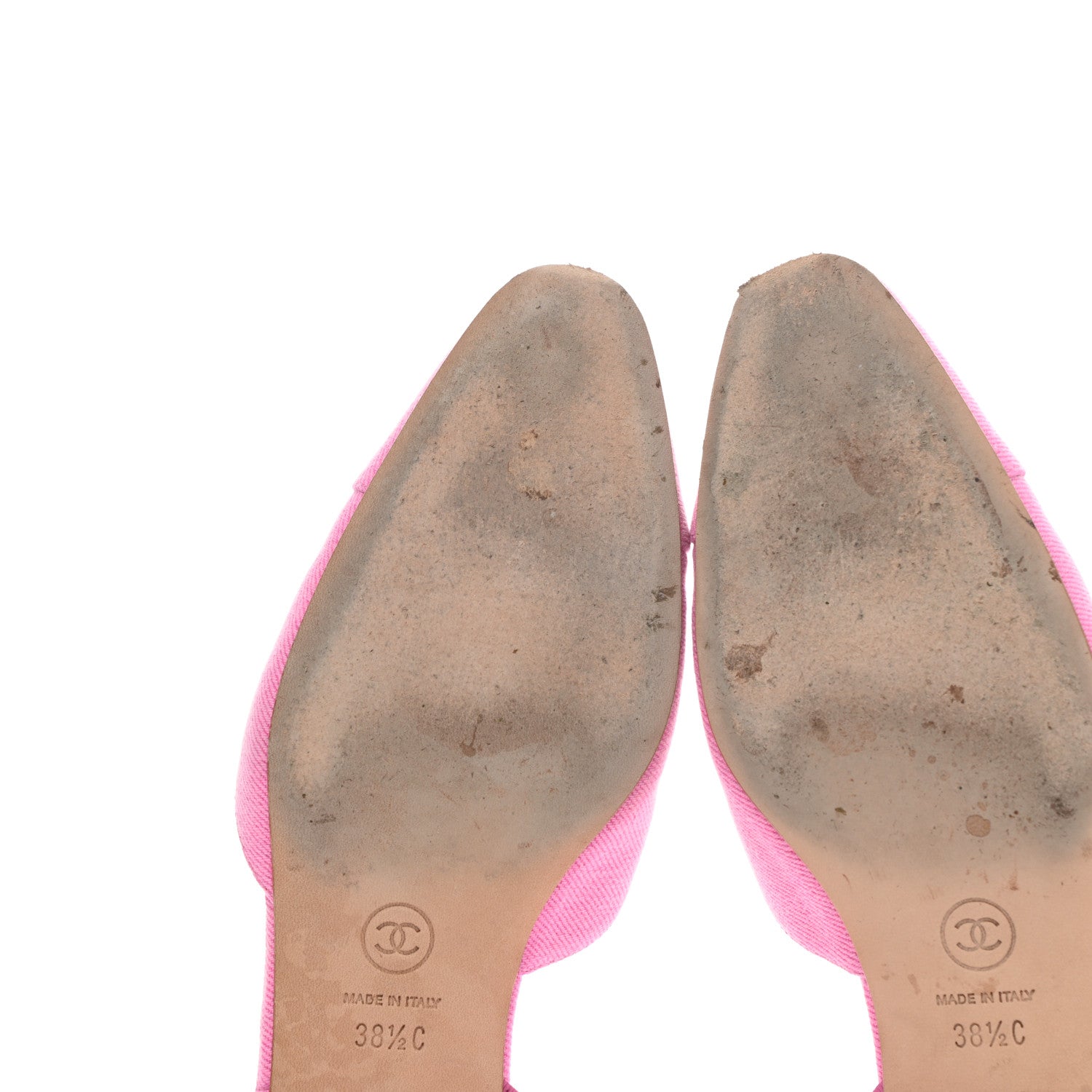 Chanel Denim Cap Toe CC Slingback Flat 38.5 Neon Pink 13 of 14