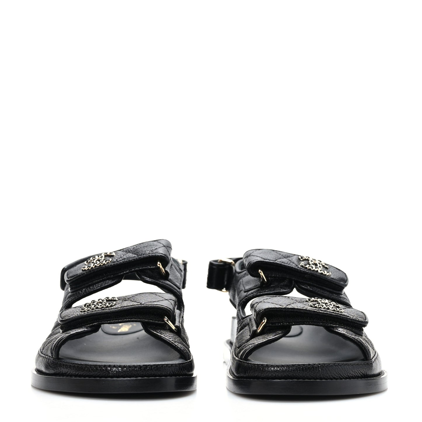 Grained Calfskin Velcro Dad Sandals 35.5 Black