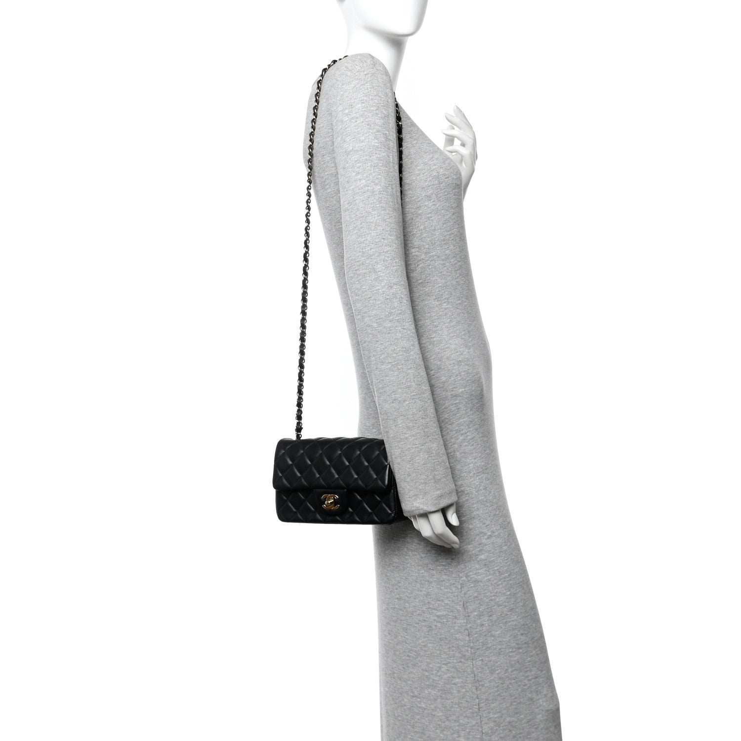 Chanel Lambskin Quilted Mini Rectangular Flap Black 2 of 10