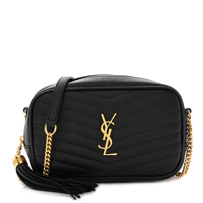 Saint Laurent Grain De Poudre Matelasse Monogram Mini Lou Camera Bag Black 1 of 9