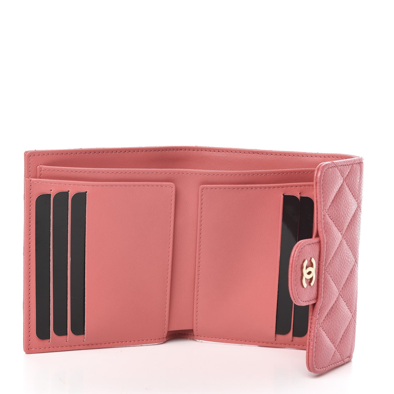 Chanel Caviar Quilted Compact Flap Wallet Pink 5 of 9