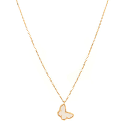 Van Cleef & Arpels 18K Yellow Gold Mother of Pearl Sweet Alhambra Butterfly Pendant Necklace 1 of 4