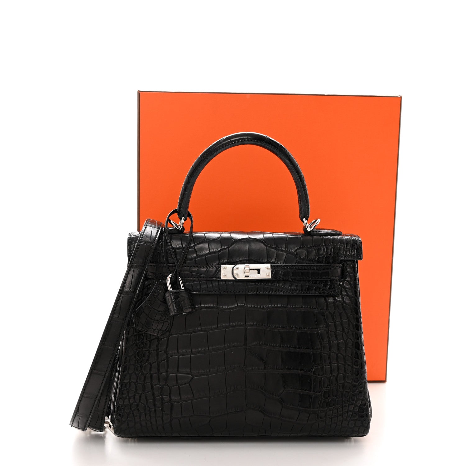 Hermes Matte Alligator Kelly Retourne 25 Black 15 of 15
