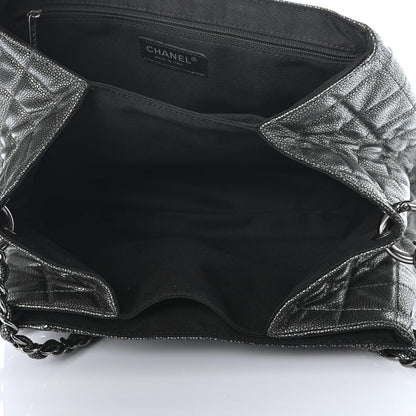 Chanel Metallic Caviar Quilted Timeless Accordion Flap Dark Silver 4 of 4