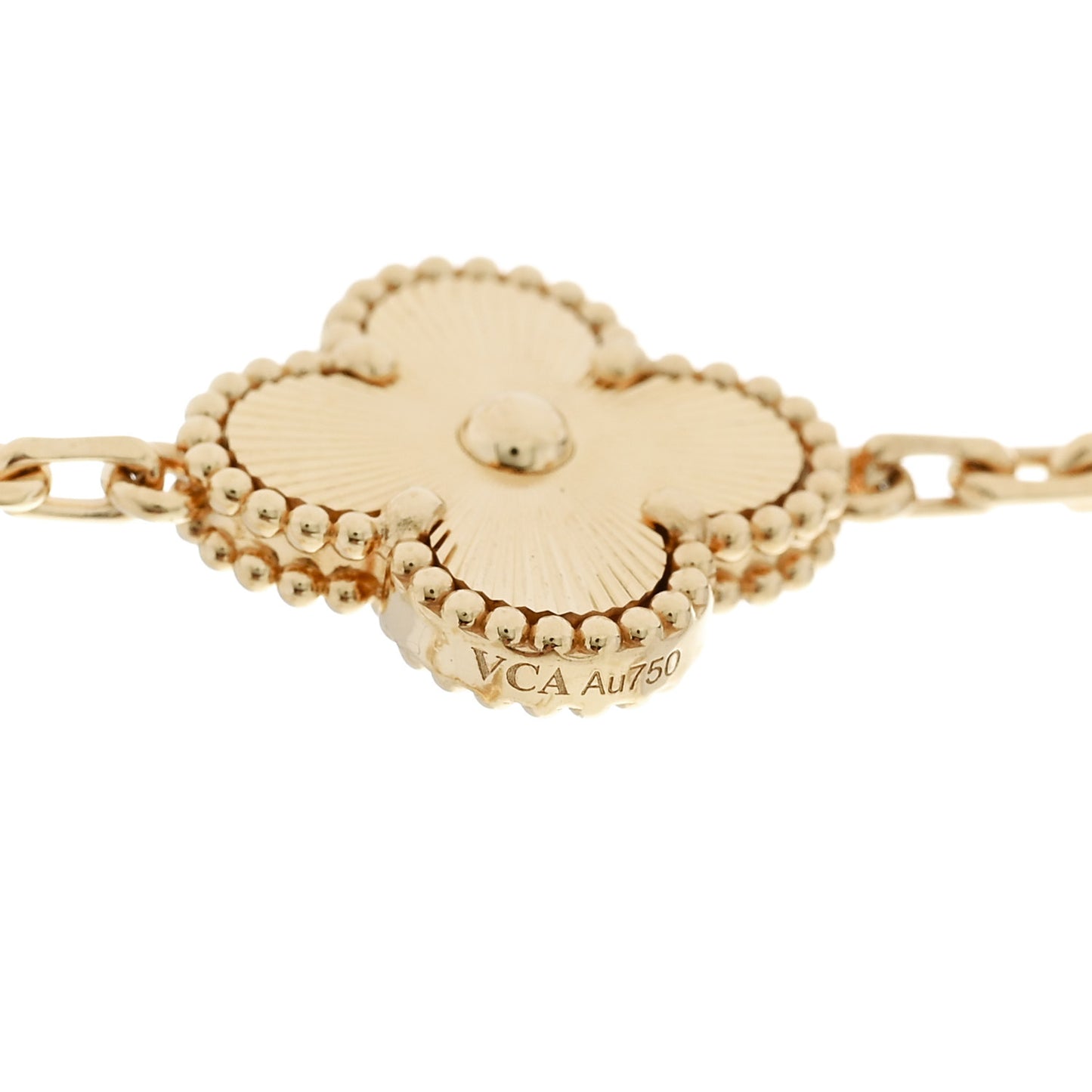 18K Yellow Gold 10 Motifs Guilloche Vintage Alhambra Necklace