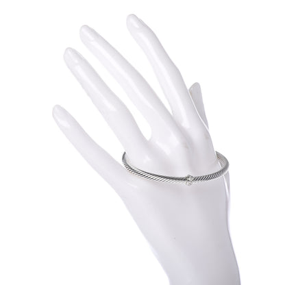 David Yurman Sterling Silver Diamond 4mm Cable Classics Single Station Bracelet 2 of 4