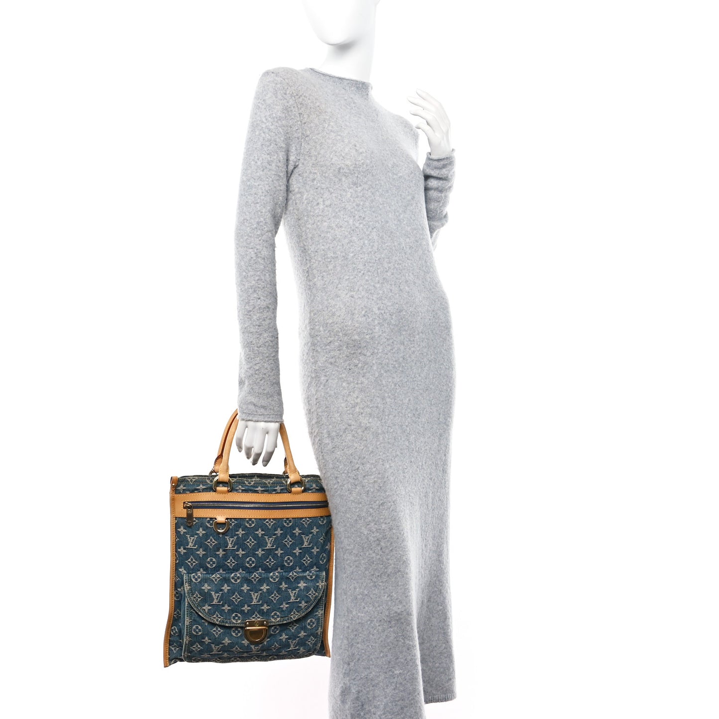 Monogram Denim Sac Plat Blue