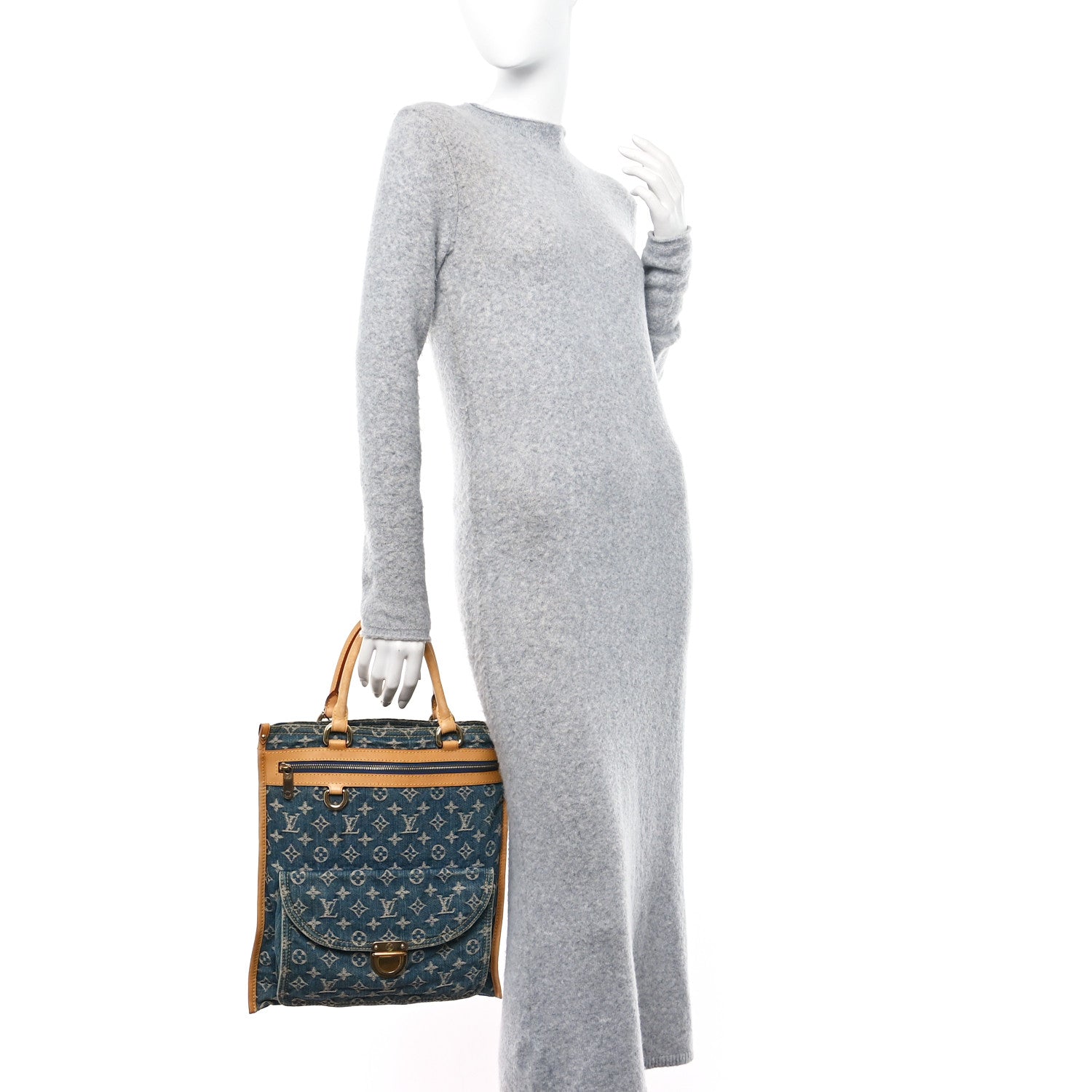 Louis Vuitton Monogram Denim Sac Plat Blue 2 of 13