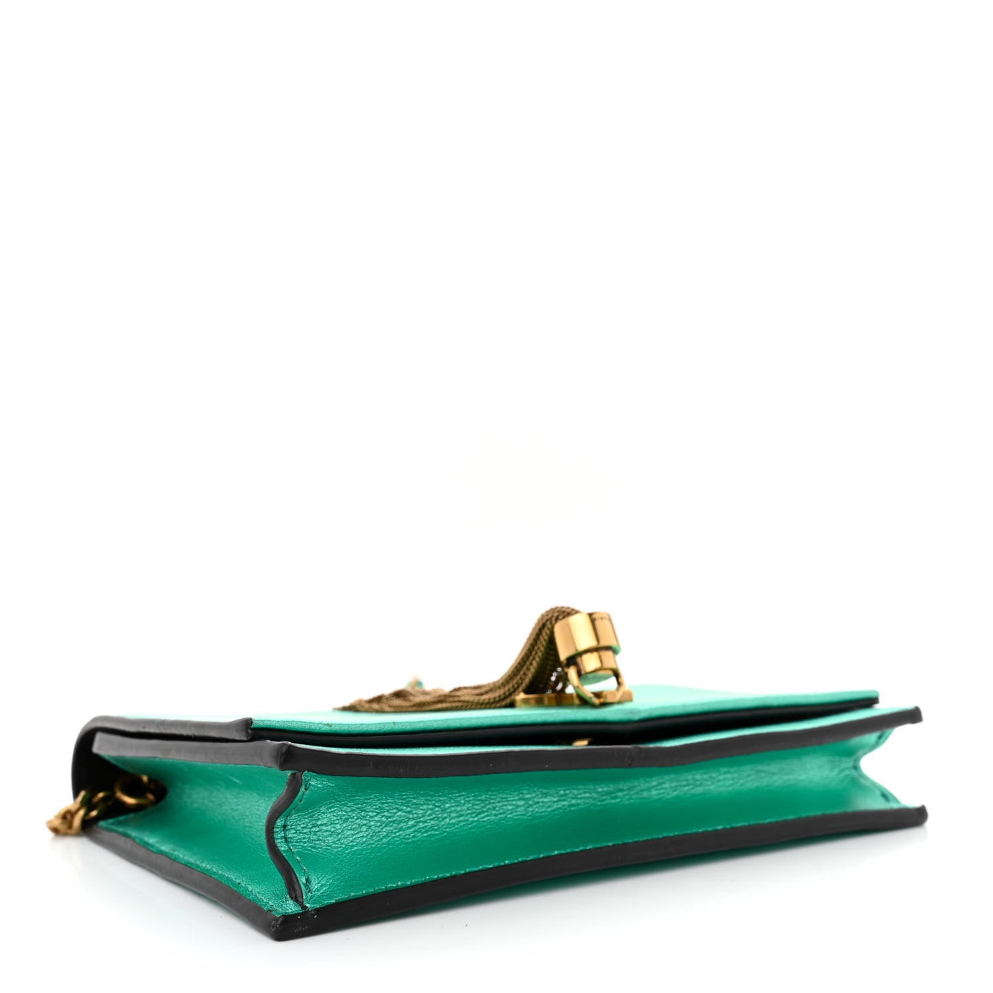 Laminated Calfskin Classic Monogram Kate Tassel Chain Wallet Green