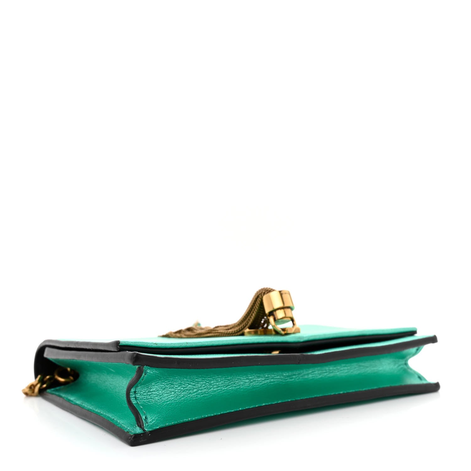 Saint Laurent Laminated Calfskin Classic Monogram Kate Tassel Chain Wallet Green 4 of 14