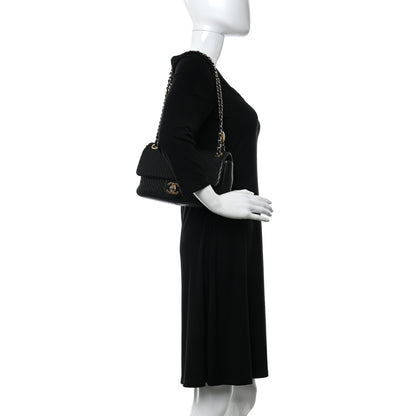 Chanel Wrinkled Lambskin Chevron Quilted Medium Surpique Flap Black 2 of 12