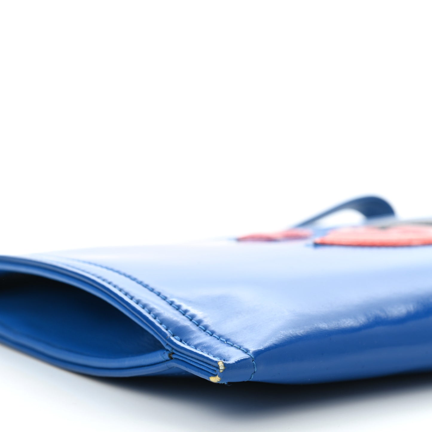 Vinyl Patent Lipstick Wristlet Wallet Blue