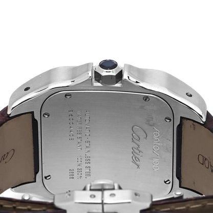 Cartier Stainless Steel Alligator 38mm Santos 100 Automatic Watch Brown 4 of 4