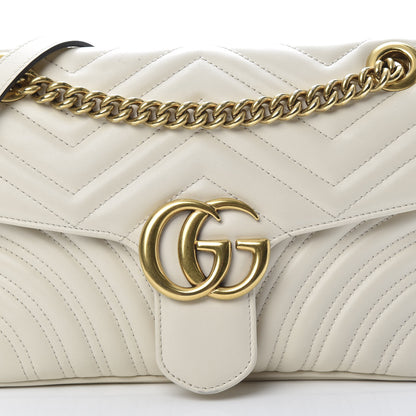 Gucci Calfskin Matelasse Small GG Marmont Shoulder Bag White 8 of 11