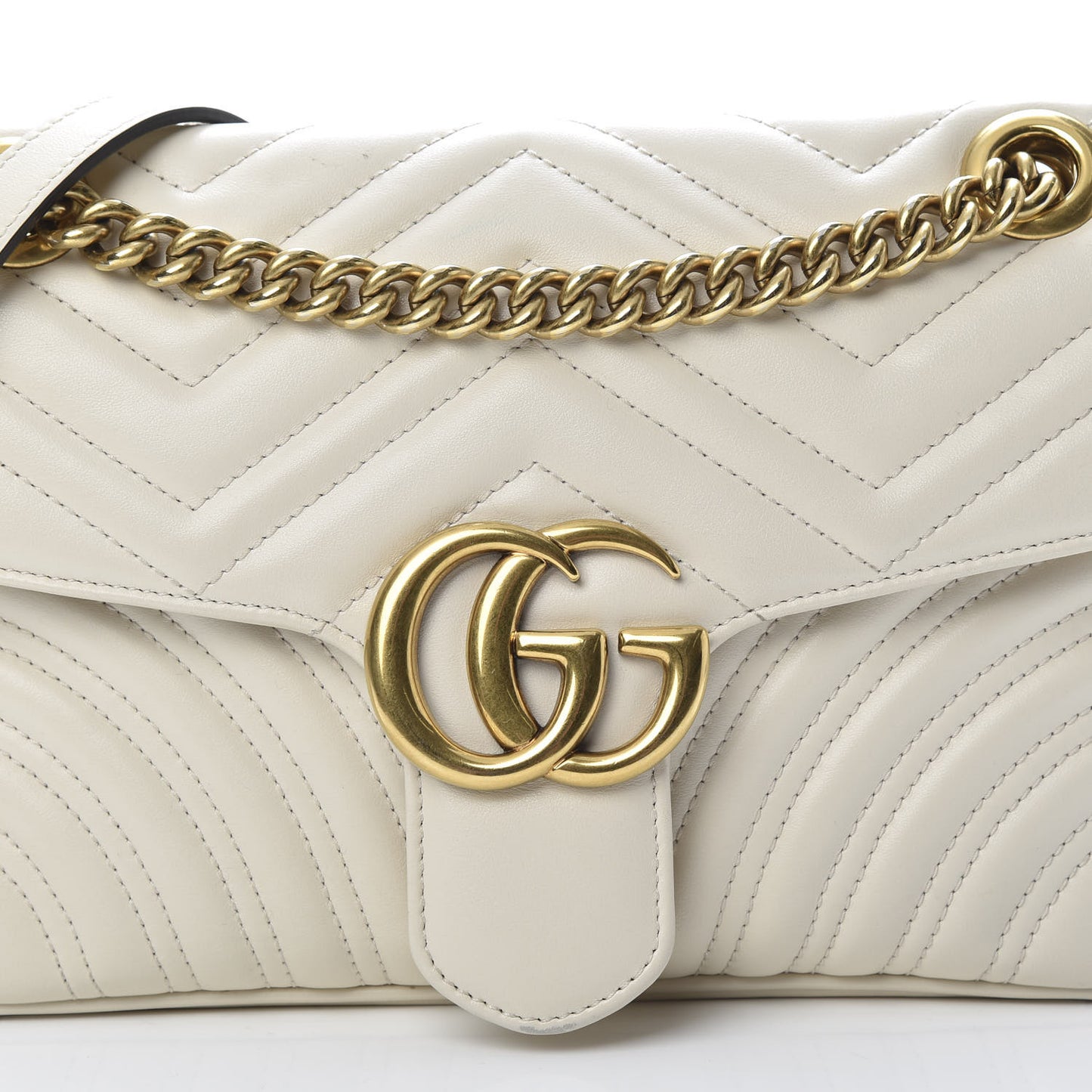 Calfskin Matelasse Small GG Marmont Shoulder Bag White