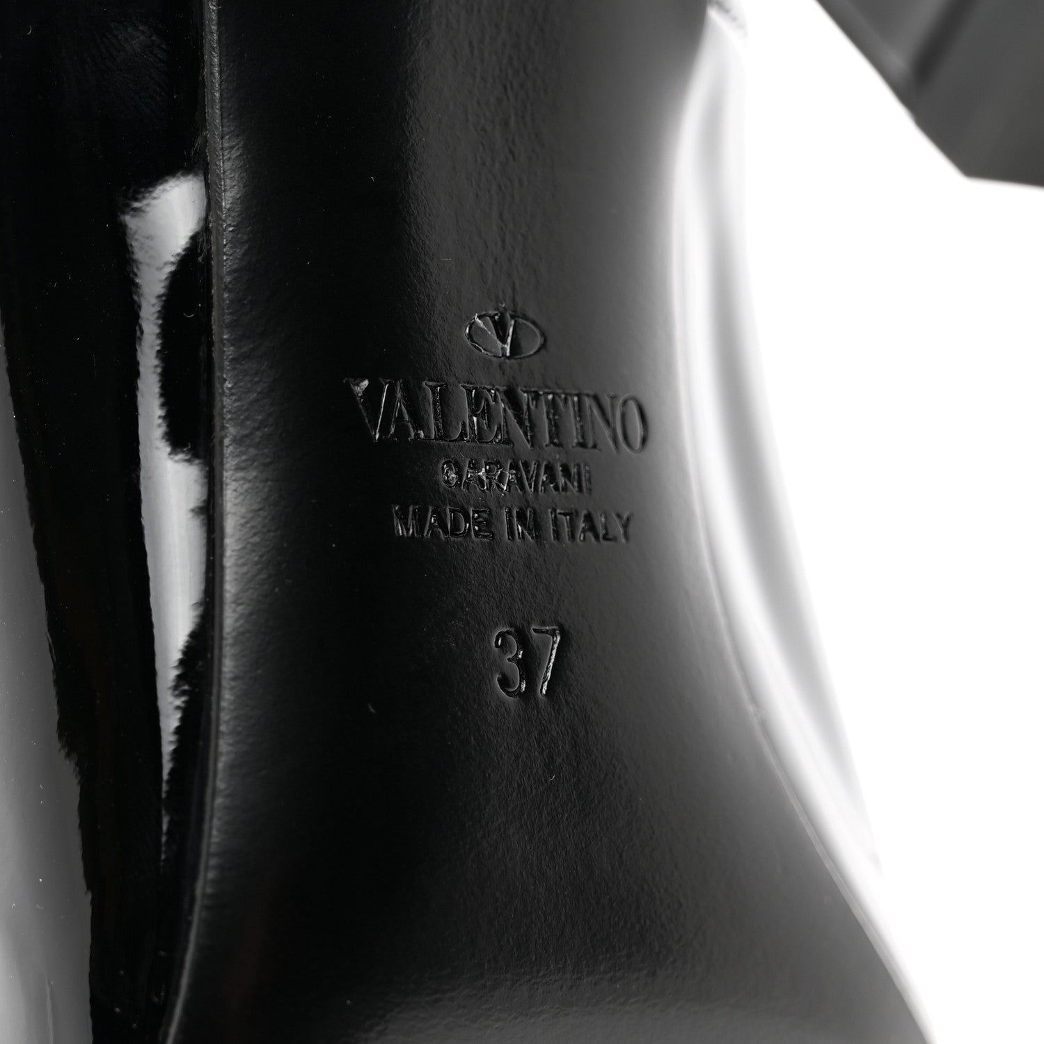 Valentino Garavani Patent Monochrome Rockstud Tan-Go Ankle Strap Pumps 37 Black 6 of 9