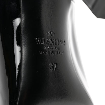 Valentino Garavani Patent Monochrome Rockstud Tan-Go Ankle Strap Pumps 37 Black 6 of 9
