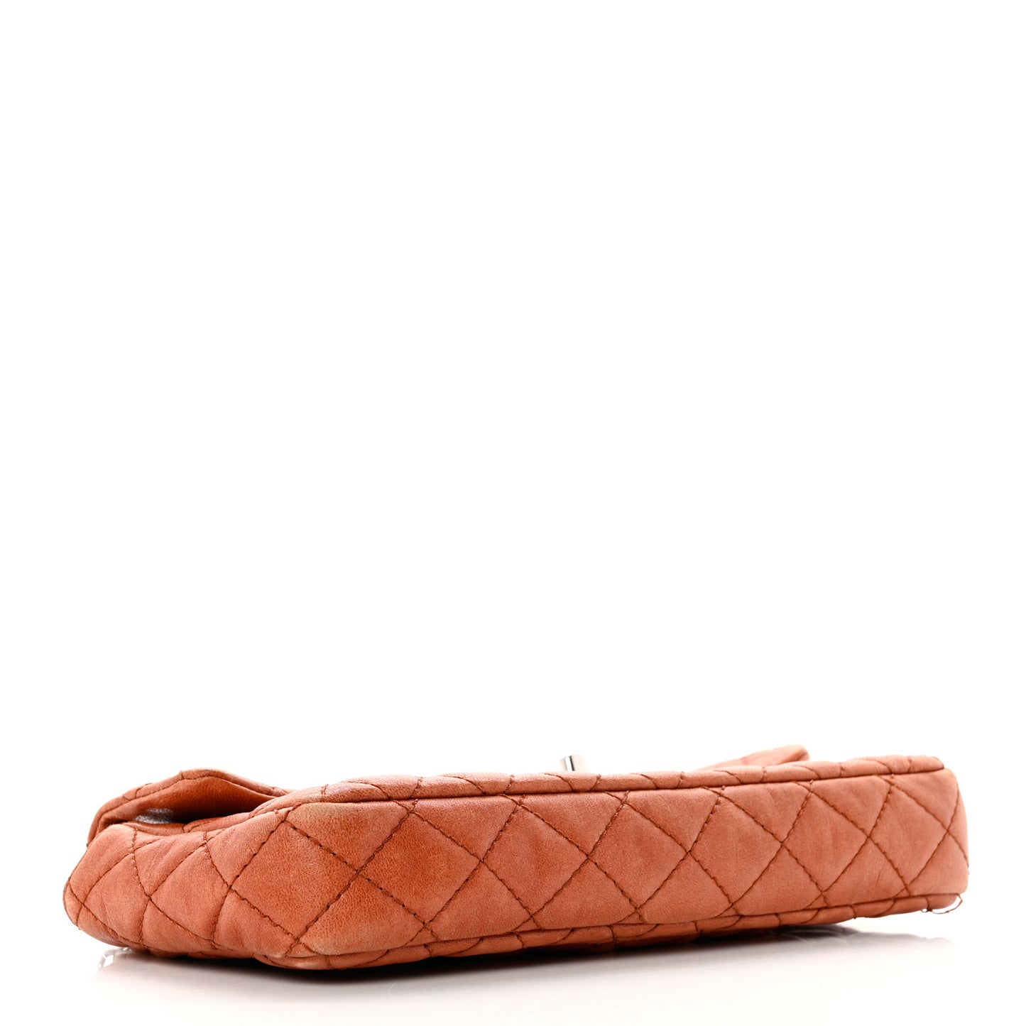 Glazed Lambskin Quilted Bijoux Chain East West Flap Dark Orange