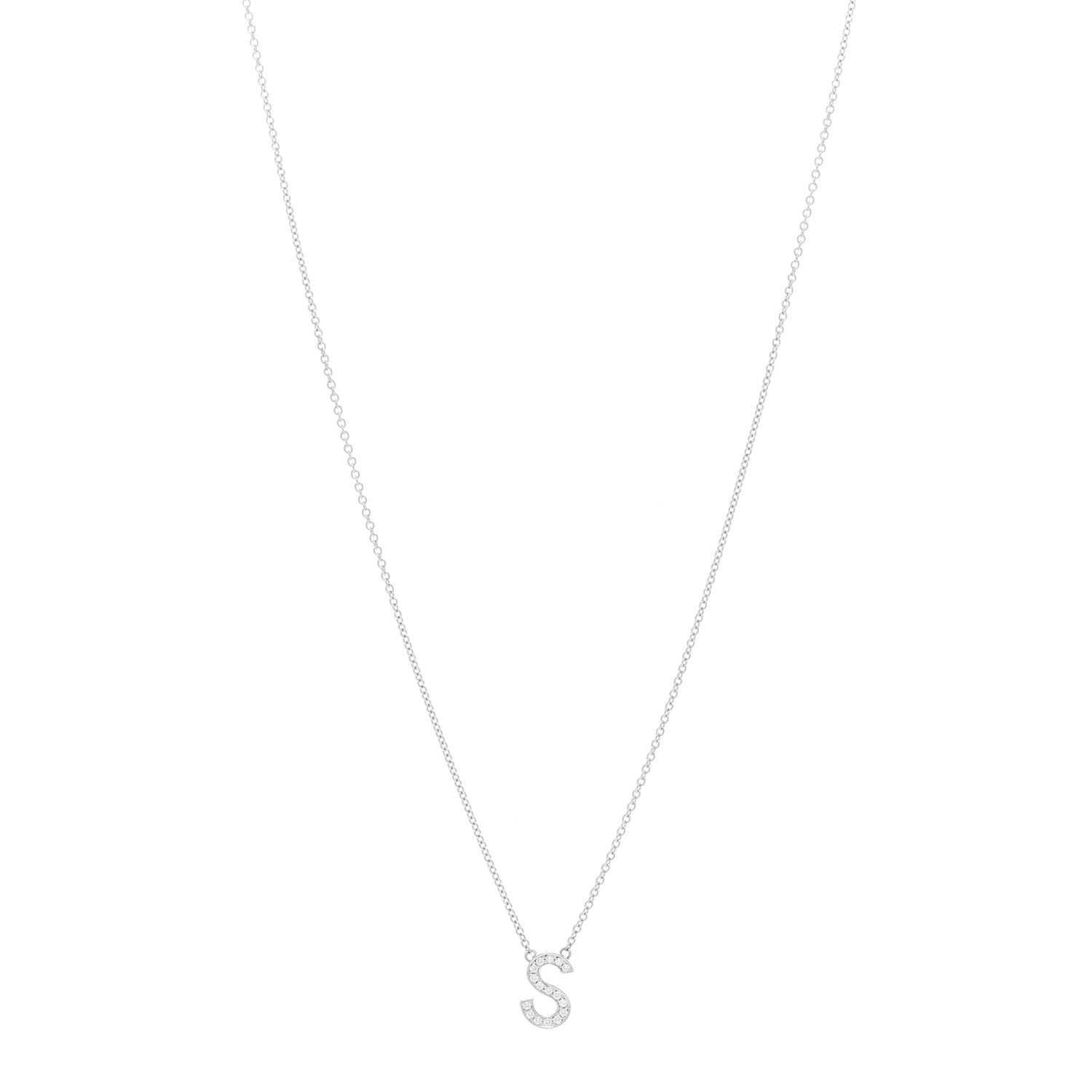 Tiffany Platinum Diamond Letter S Pendant Necklace 1 of 4