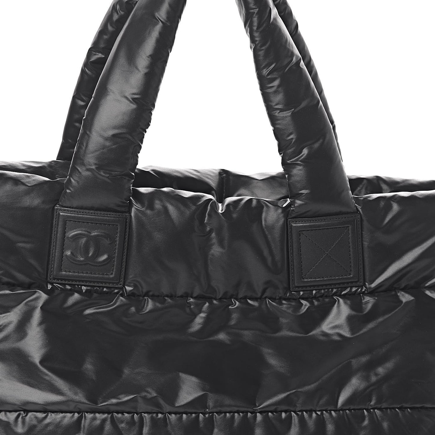Nylon Quilted Medium Coco Cocoon Reversible Tote Black
