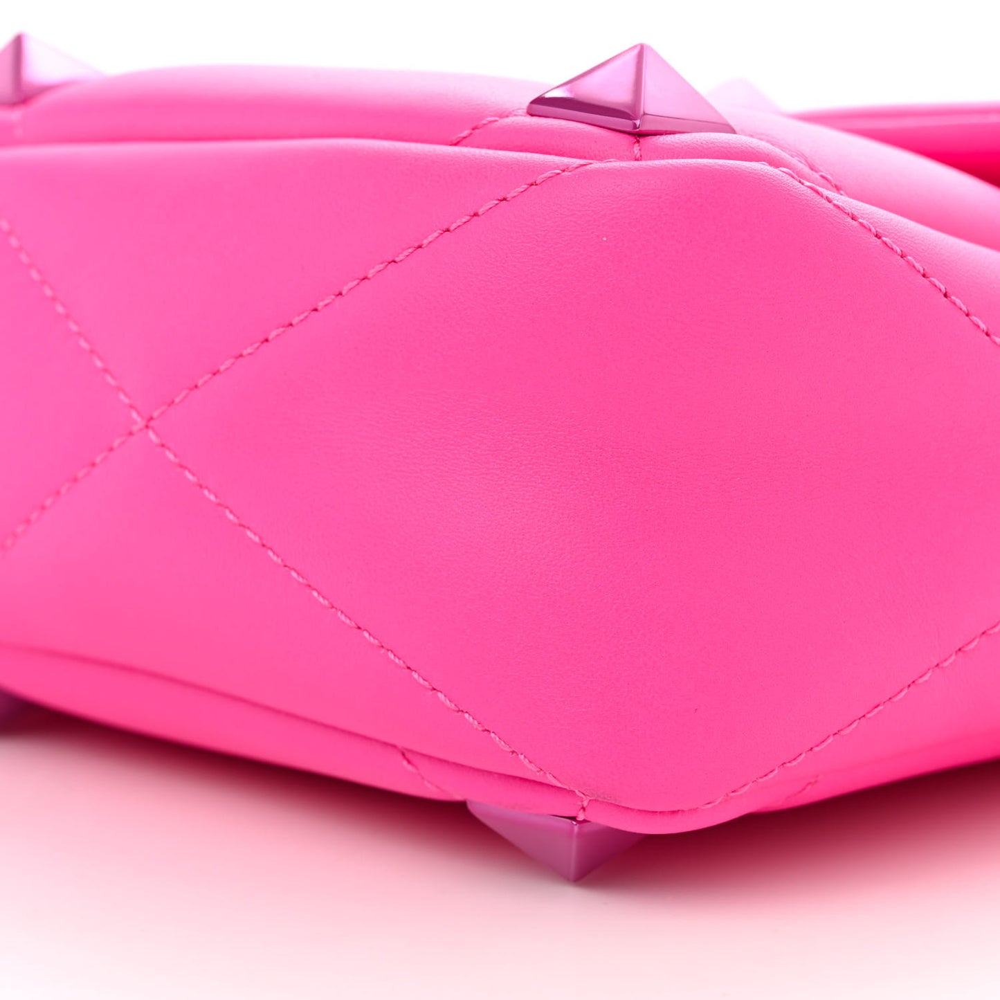 Nappa Lacquer Monochrome Large Roman Stud Shoulder Bag Pink PP
