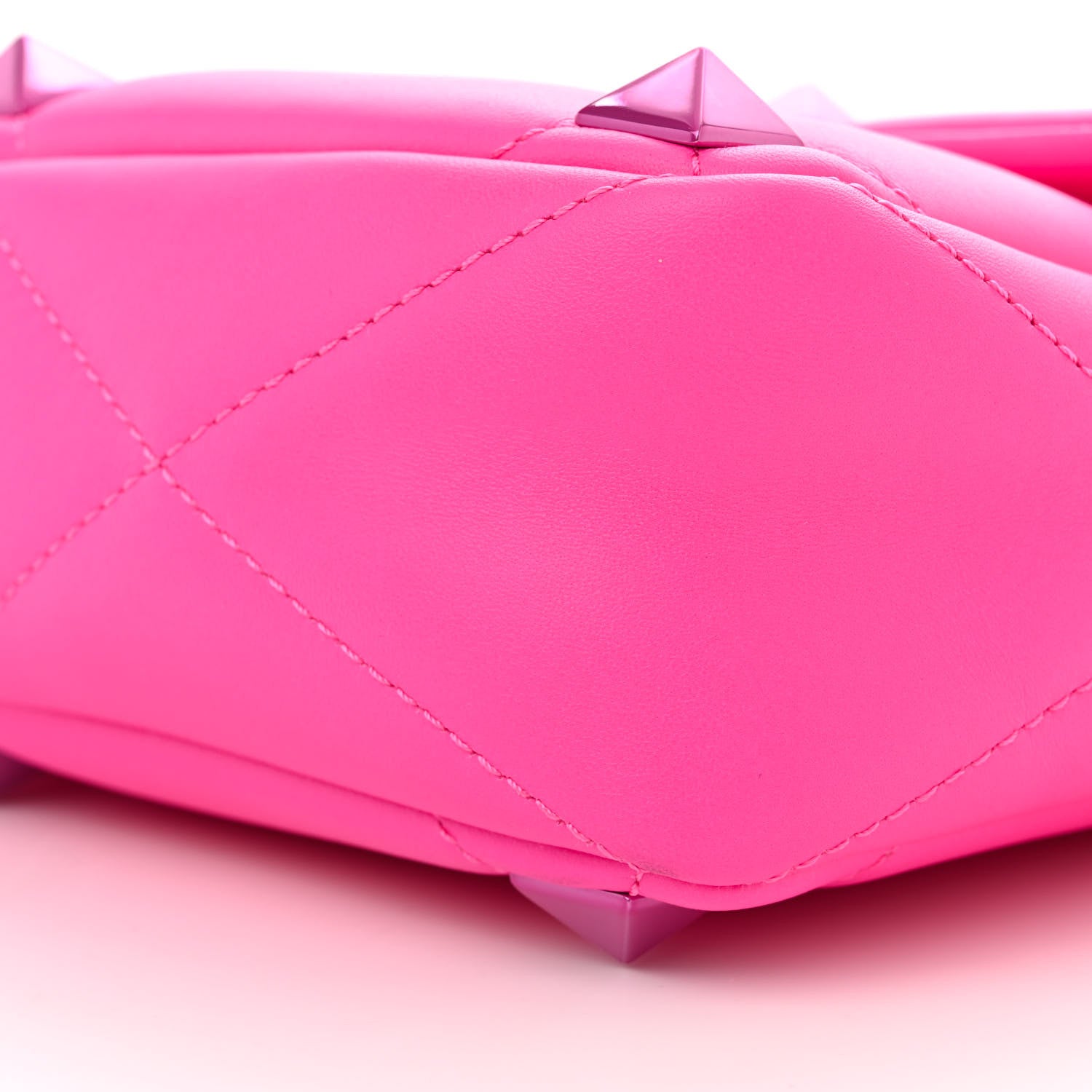 Valentino Garavani Nappa Lacquer Monochrome Large Roman Stud Shoulder Bag Pink PP 7 of 7