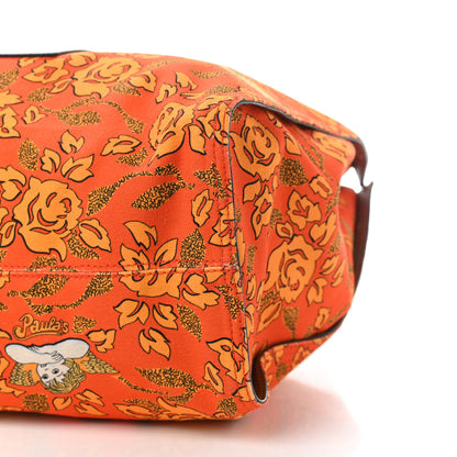 Loewe Canvas Calfskin Ibiza Floral Print Paulas Tote Orange 9 of 9