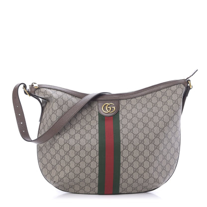 Gucci GG Supreme Monogram Web Ophidia Half Moon Hobo Brown 1 of 10