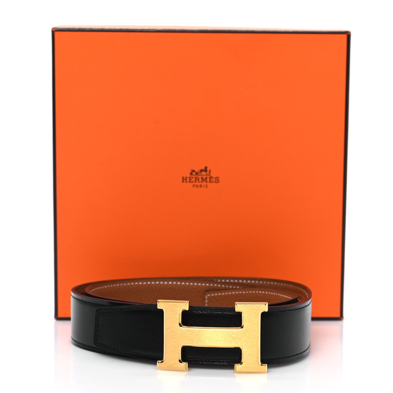 Hermes Box Togo 32mm H Belt 90 36 Black Gold 5 of 5