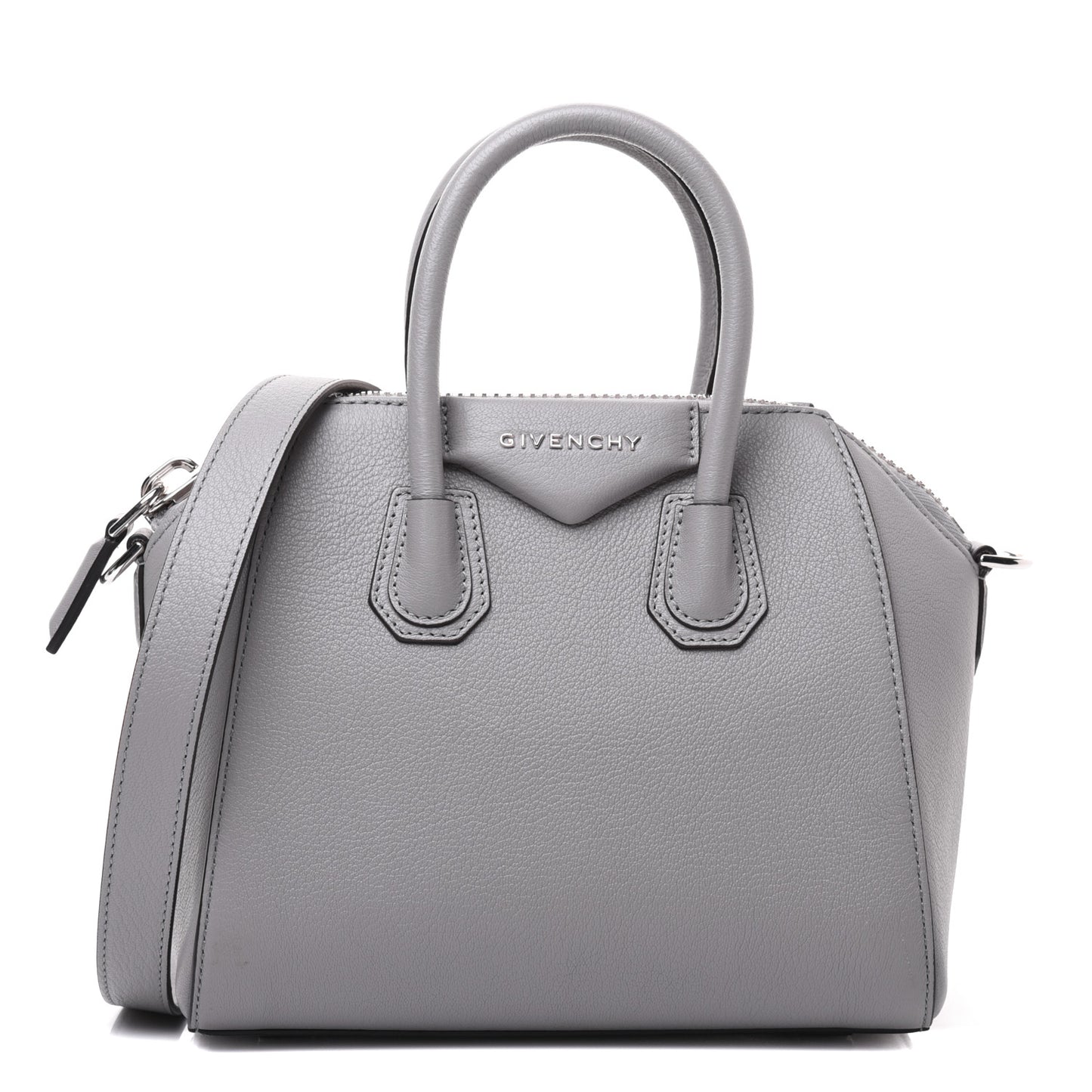 Sugar Goatskin Mini Antigona Pearl Grey