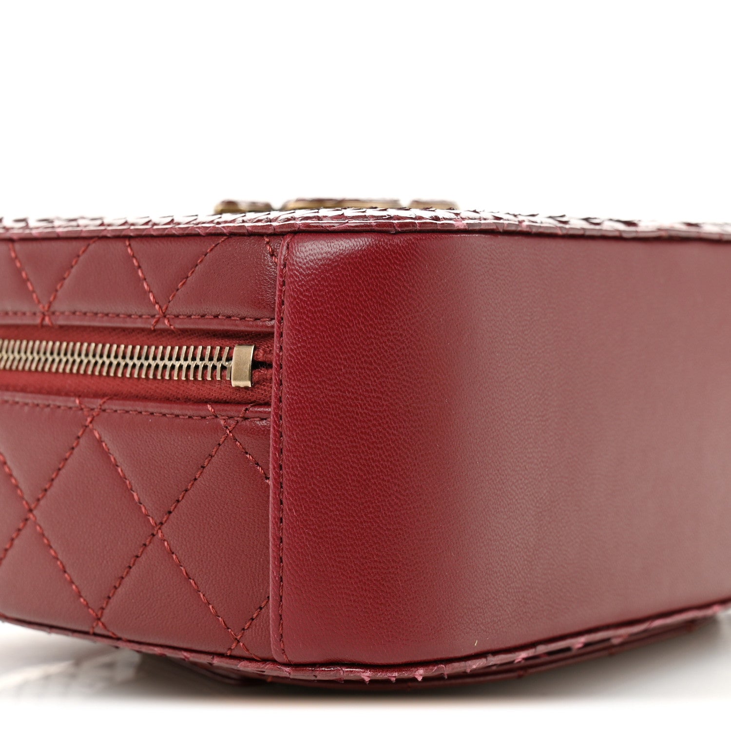 Chanel Snakeskin Calfskin Quilted Small Coco Curve Vanity Burgundy 9 of 14