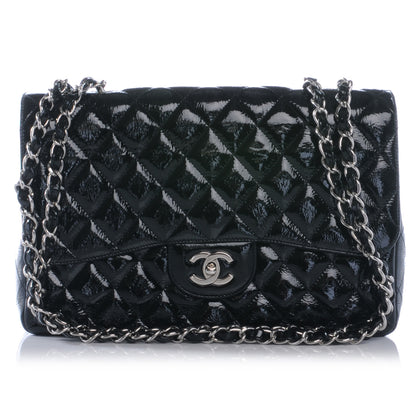 Chanel Distressed Patent Jumbo Single Flap Black 1 of 7
