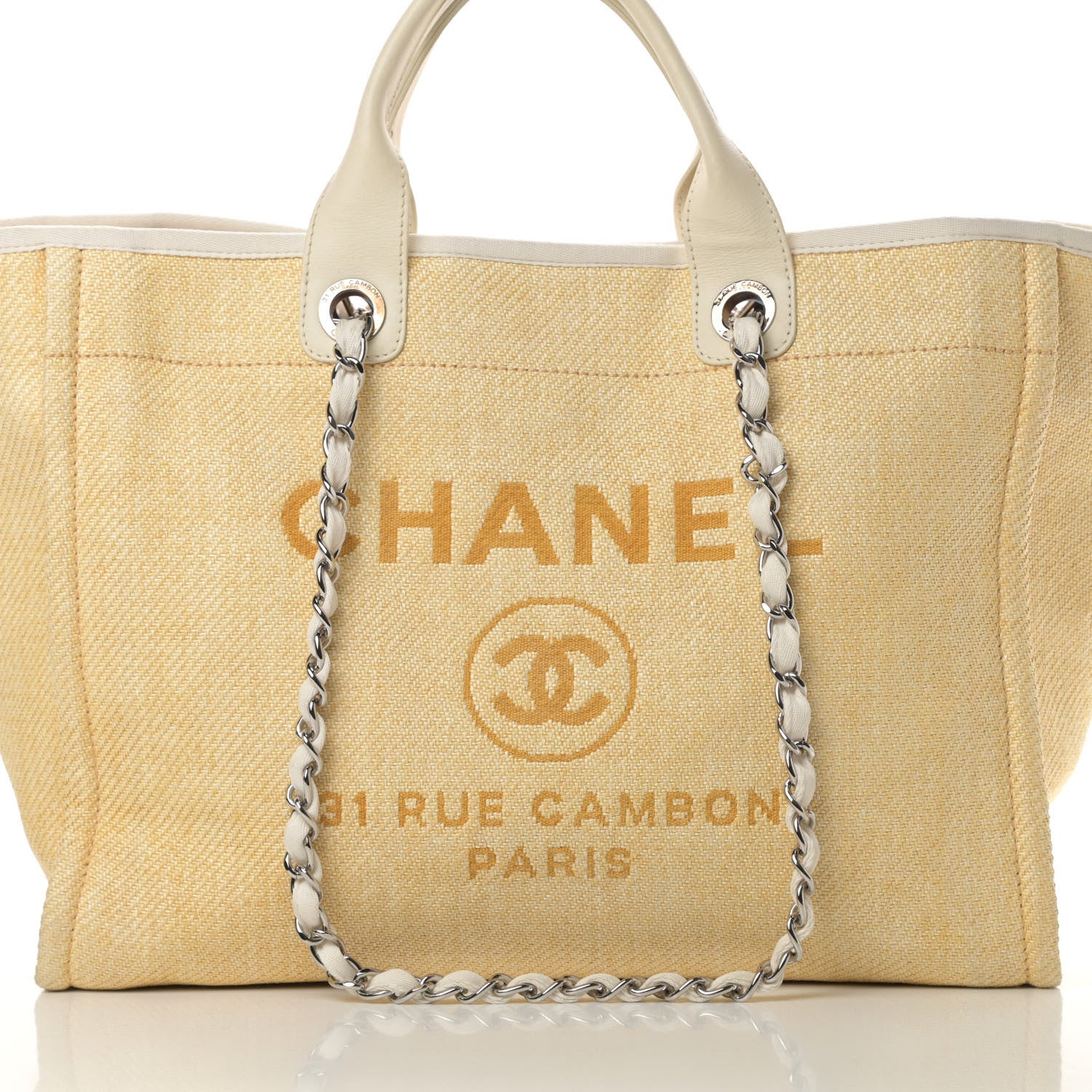 Chanel Woven Straw Raffia Medium Deauville Tote Beige 8 of 12
