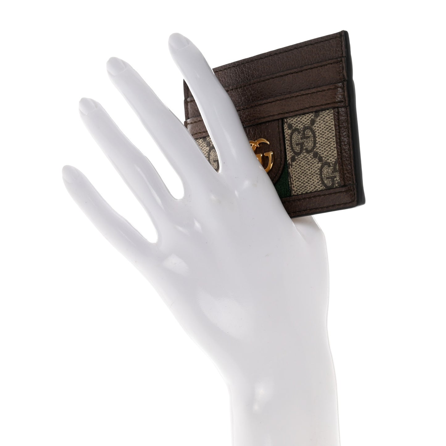 GG Supreme Monogram Ophidia Card Holder Brown