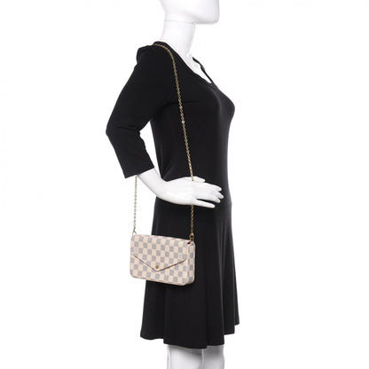 Louis Vuitton Damier Azur Pochette Felicie Chain Wallet Rose Ballerine 2 of 14