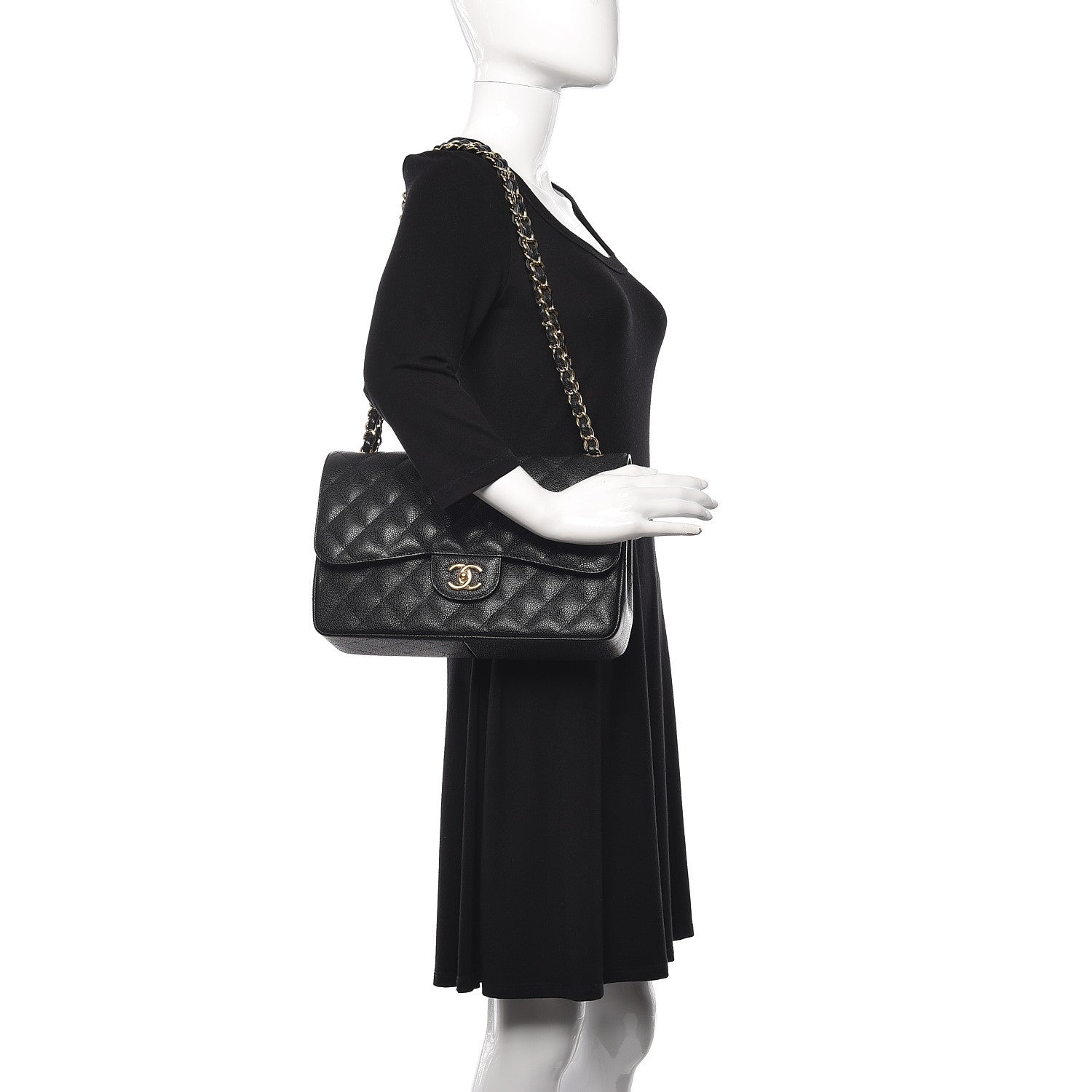 Chanel Caviar Quilted Jumbo Double Flap Black 2 of 11
