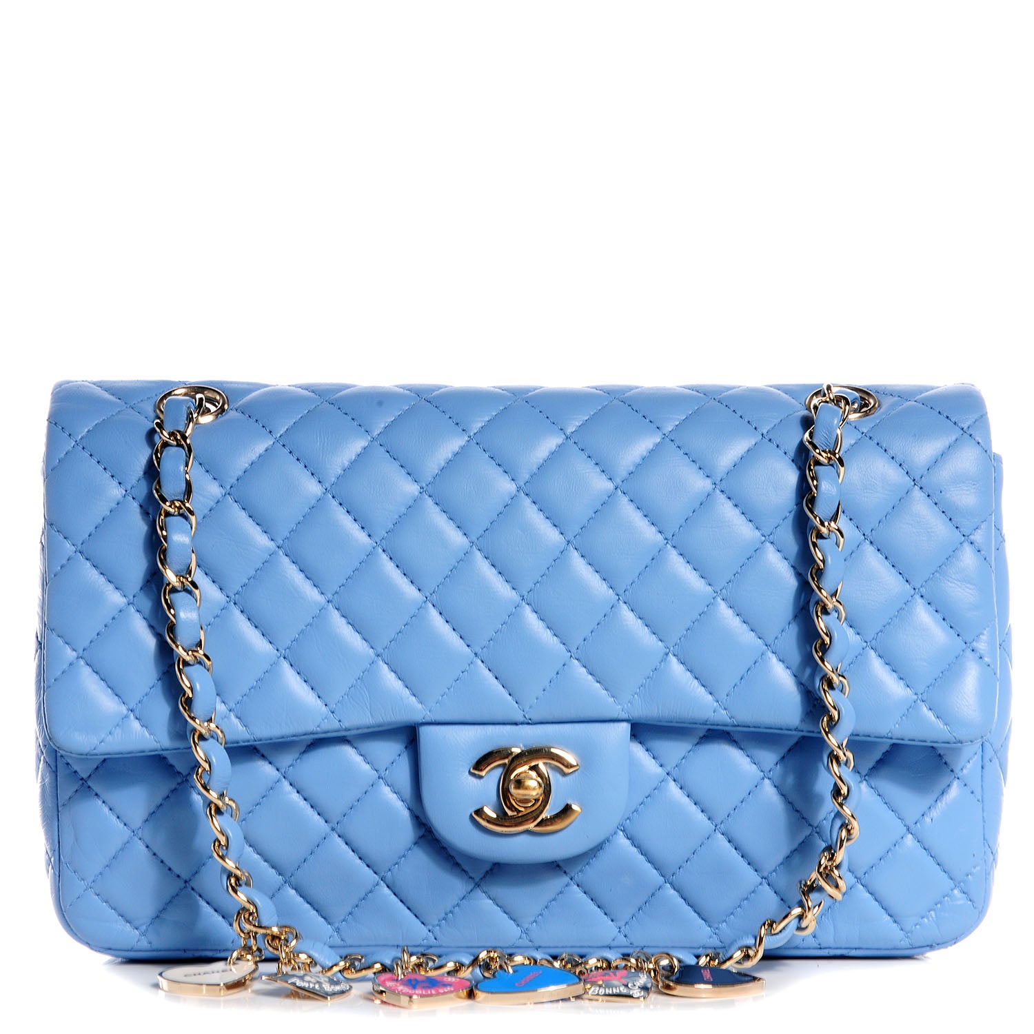 Chanel Lambskin Valentine Charms Medium Flap Baby Blue 1 of 10